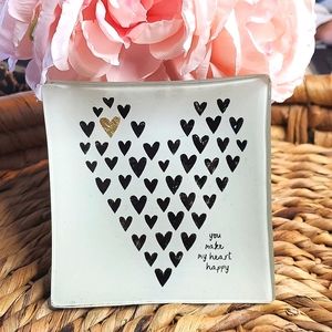 Natural Life YOU MAKE MY HEART HAPPY glass Trinket Tray NWT